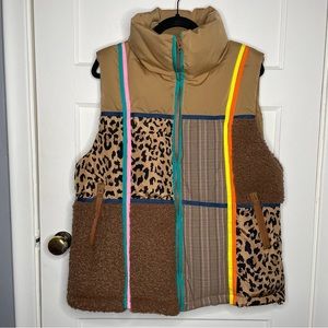 Rare Ethan n Joy Puffer Vest Patchwork One Size (Fits S-L)